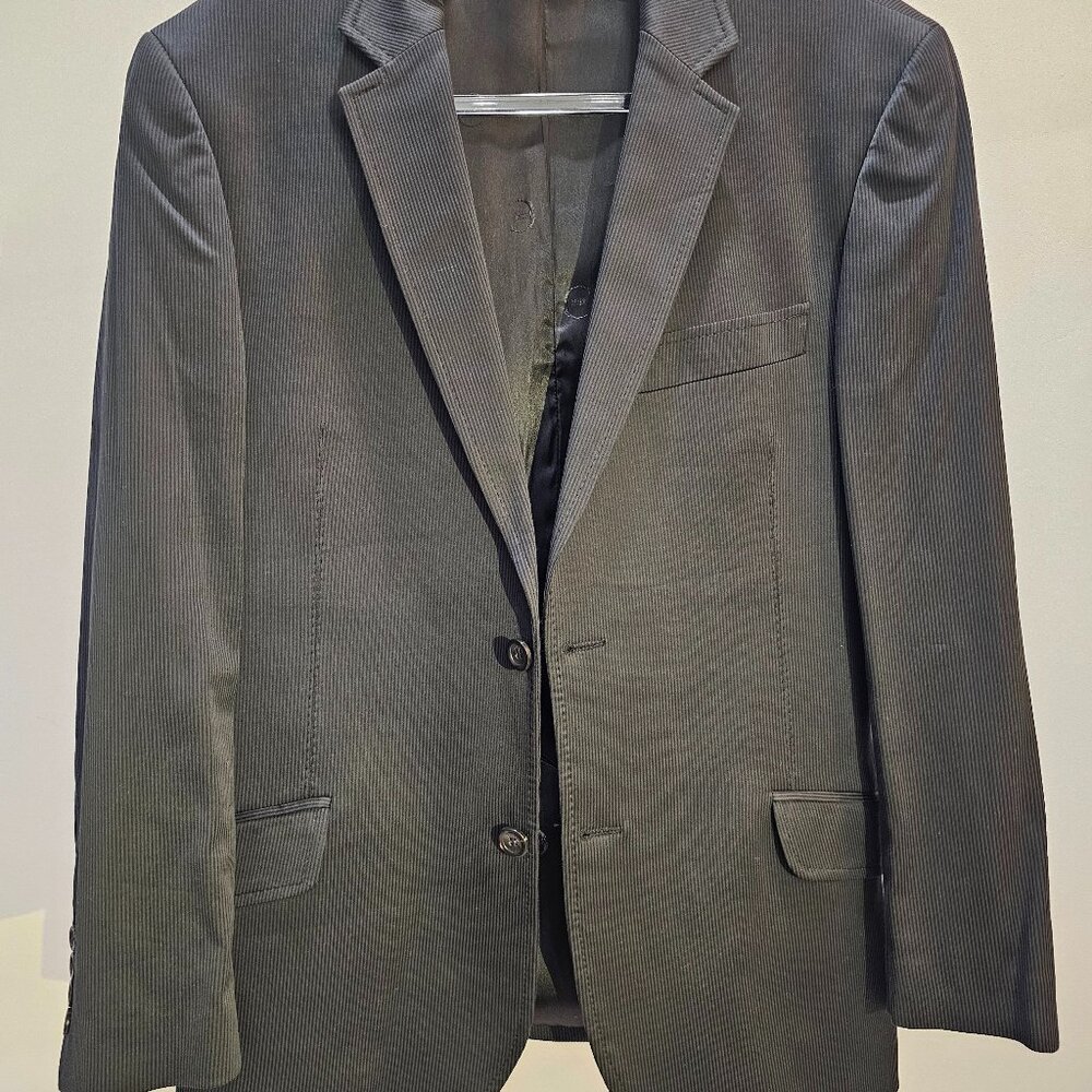 Just Cavalli 2-Pc Black Stripe Suit (Lined Jacket w/Inner Pockets)